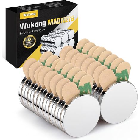 Paquete de 30 imanes autoadhesivos de neodimio - 8 x 1 mm - Mini imanes redondos extra fuertes para pizarras magnéticas, tablones de anuncios, refrigeradores, proyectos de bricolaje, oficinas y cocina (1/5)