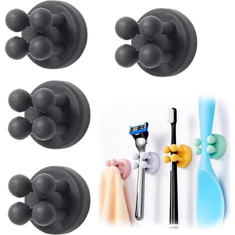 Porte-rasoir sans perçage, porte-brosse à dents, porte-rasoir pour femme, porte-rasoir adhésif, porte-stylo, porte-stylo autocollant, pince à serviette (NOIR)