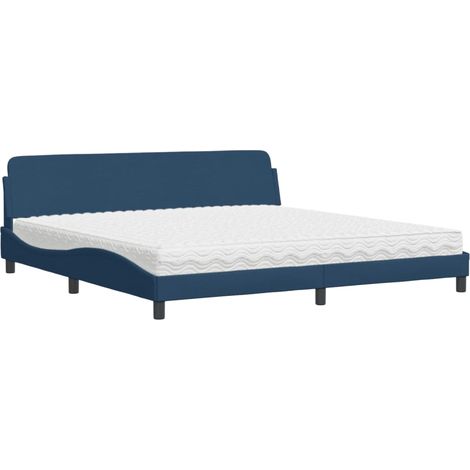 Maison Exclusive - Bett mit Matratze "Dover" Blau 200x200 cm Stof (1/5)