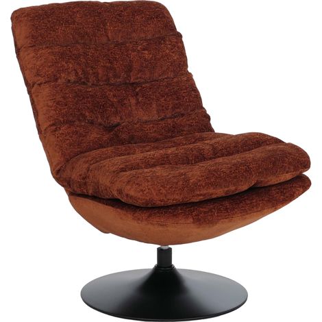 Fauteuil de salon HHG-190, fauteuil cocktail/rembourré/relax, fauteuil pivotant, tissu chenille (470 g/m²), certifié Oeko-Tex, structure en acier, couleur terracotta
