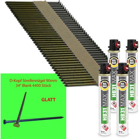 CONTOO HB43 Streifennagel 3,1x90 4400 Stk D-Kopf GL + GAS 4 x HB31