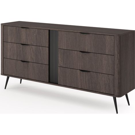 Selsey Veris - Kommode mit sechs Schubladen, Dunin-Eiche, 163 cm
