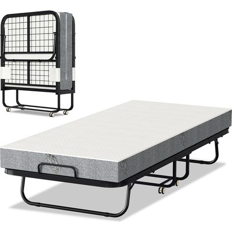 Randaco 80x190cm Gästebett mit Matratze, auf Rädern, Klappbar, Klappbett bis 120 kg, tragbar