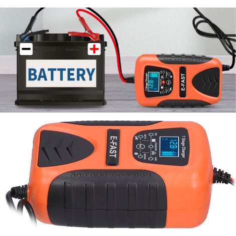 Chargeur/réparateur de batteries au plomb-acide 12 V 7 A à 7 segments (rouge et noir). Convient aux voitures, véhicules motorisés, motos, bateaux, SUV, etc. Prise standard européenne (tension 100-240 (1/5)
