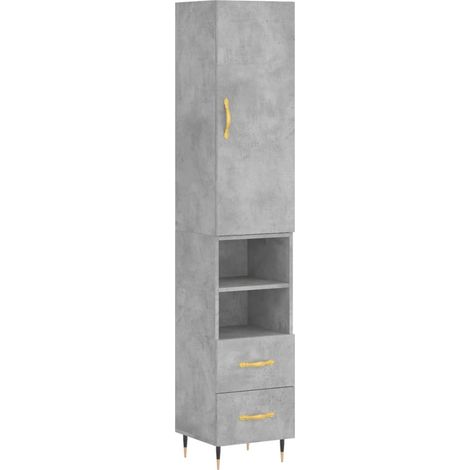 Maison Exclusive - Buffet haut Gris béton 34,5x34x180 cm Bois d'ingénierie