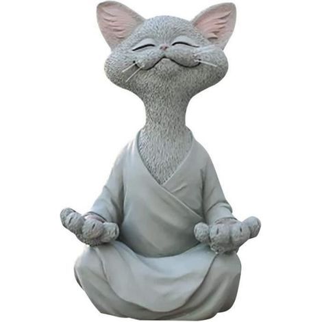 (Schwarze) Statue – Skulptur – Meditierende Katze – Kunstharz – 12,5 x 8,5 x 5 cm – Gartendekoration (1/3)