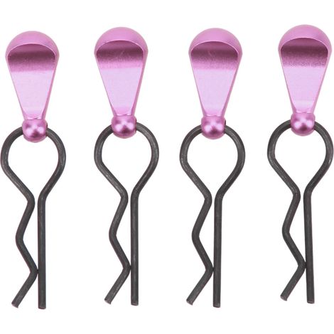4 pièces attaches de carrosserie RC en acier inoxydable, avec languettes en alliage d'aluminium pour voitures télécommandées 1/8 et 1/10, couleur violet (1/5)