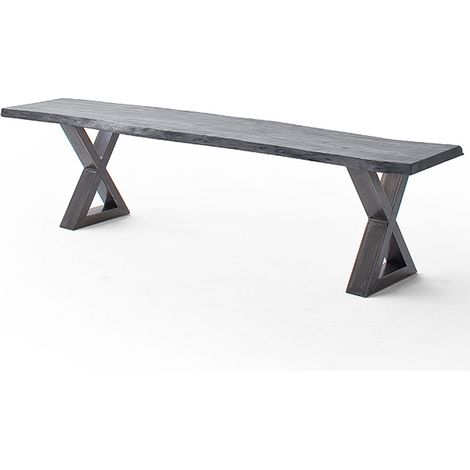 Esszimmer Sitzbank mit 160 cm Breite, Akazie massiv, grau sandgestrahlt - COSENZA-06 (1/3)