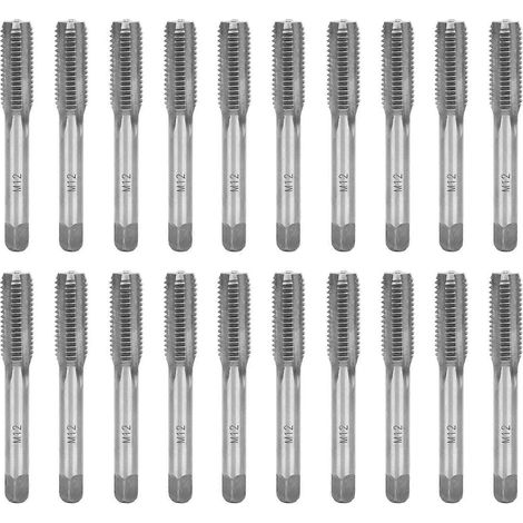 20 Stück M12 Gewindebohrer aus legiertem Werkzeugstahl mit gerader Nut, metrisch, Handwerkzeug zum Schneiden von Schraubengewinden