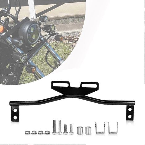 Barre lumineuse universelle pour moto avec support de phare antibrouillard auxiliaire noir et construction robuste en fer RN (1/5)