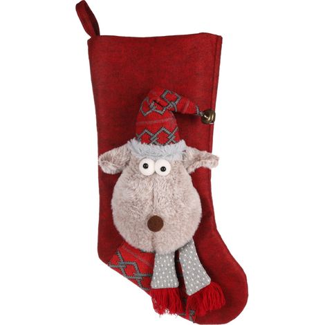 Chaussette Caribou Noël couleur aléatoire jouet pour chien ou chat - Flamingo (1/5)