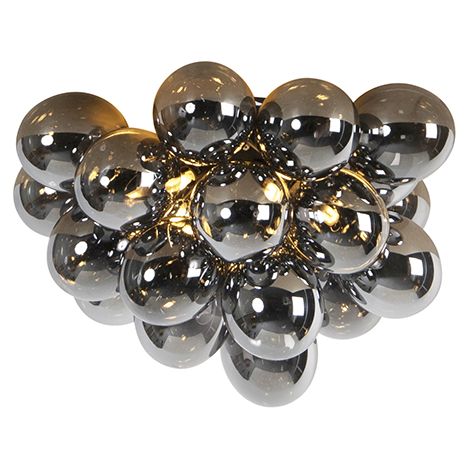 Design Deckenleuchte schwarz mit Rauchglas 6 Lampen - Uvas (1/4)