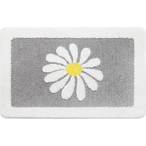Tapis de bain antidérapant en imitation cachemire, absorbant l'eau, gris, pour entrée de salle de bain. (1/5)
