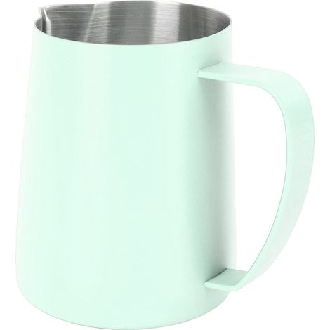 480-ml-Milchkännchen aus Edelstahl 304, Milchaufschäumkännchen mit spitzem Ausguss und Innenskala, grün (1/5)