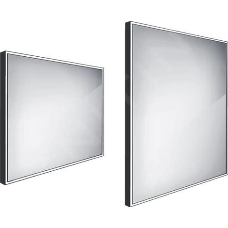 Nimco - Miroir avec lumière LED, 80x70 cm, aluminium/noir ZPC 13003-90 (1/5)