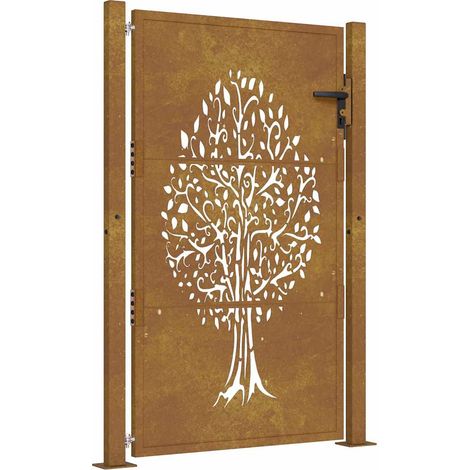 vidaXL Gartenportal 105x155 cm Cortenstahl Baumdesign