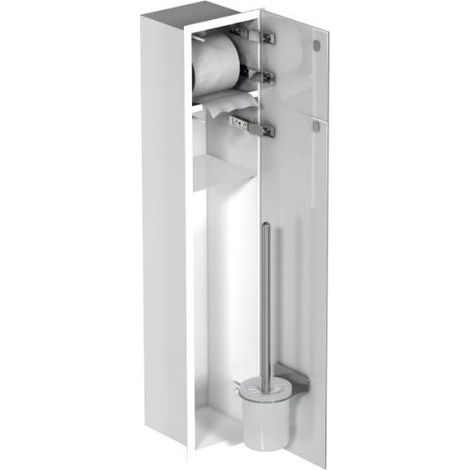 Compartimento y contenedor de inodoro empotrado MCJ con bisagra en el lado derecho, blanco brillante, 825x179x155 mm (1/5)