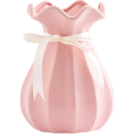 Vase Conique en Céramique Rose, Ornements Compositions Florales Nordiques, Moderne Vase Decoratif, Convient pour la Décoration du Salon, Décoratif en Herbe de la Pampa. (1/5)