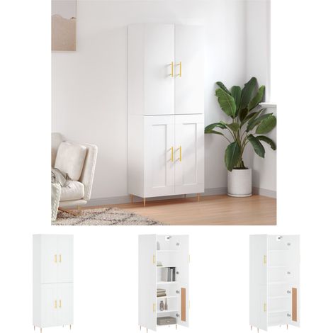 Stauraum - vidaXL Highboard Weiß 69,5x34x180 cm Holzwerkstoff - Wohnzimmer (1/5)