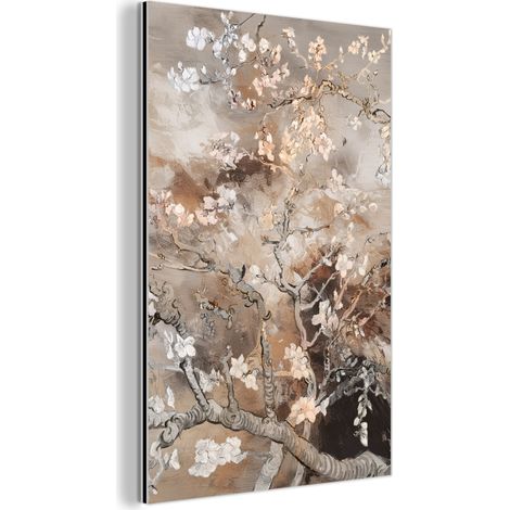 TABLEAU EN MÉTAL Fleur d'amandier - Art - Van Gogh - Beige - Abstrait Décoration Chambre 40x60