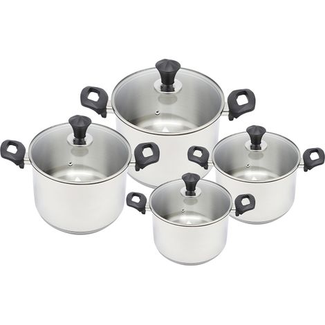Casseroles en acier inoxydable REY, ENSEMBLE de 8 pièces. (1/2)