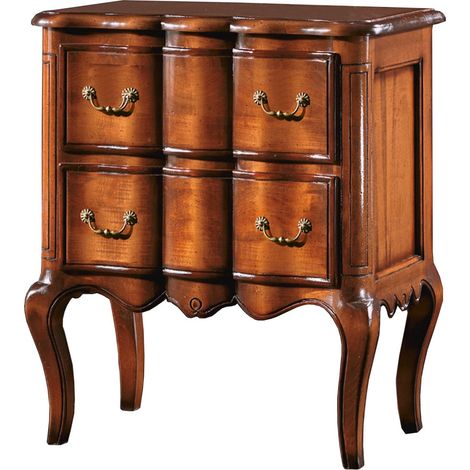 Comodino in legno 2 cassetti noce bassano