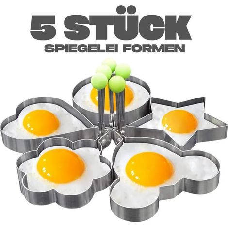 Ensemble de 5 moules à œufs Moules en silicone de différentes formes pour œufs au plat, adaptés au petit-déjeuner des enfants et des adultes (1/3)