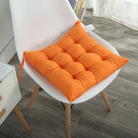 Set di 1 cuscino da seduta (40 x 40 x 3 cm), dotato di cinghie di fissaggio, adatto per uso interno ed esterno - (arancione) (1/5)