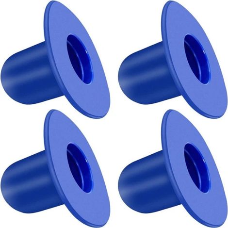 Lot de 4 accessoires de piscine INTEX bleus : support de tuyau, bouchon de vanne murale, bouchon de filtre et bouchon en cuir souple. (1/5)