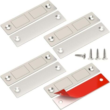 Aimant Porte Placard Puissant Lot de 4 Ultra Mince Aimant Porte pour Placard Cuisine Loquet de Porte Magnétique Aimant Meuble Fermeture pour Tiroir, Armoire, Porte Coulissant (1/4)