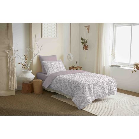 Pack complet housse de couette réversible "Vanessa" 4 pièces pour lit 90 x 190 Diana Blush