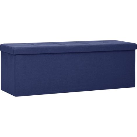 Panca portaoggetti pieghevole in lino sintetico blu 020010742