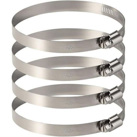 Lot de 4 Colliers de Serrage Tuyau en Acier Inoxydable - Ajustables pour la Fixation de Durites Souples (141mm-165mm)
