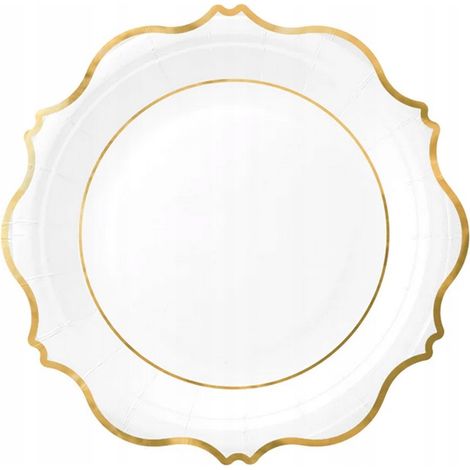 Pappteller Weiß mit goldenem Rand Kommunion Taufe Geburtstag 18 cm 6 Stück. (1/5)