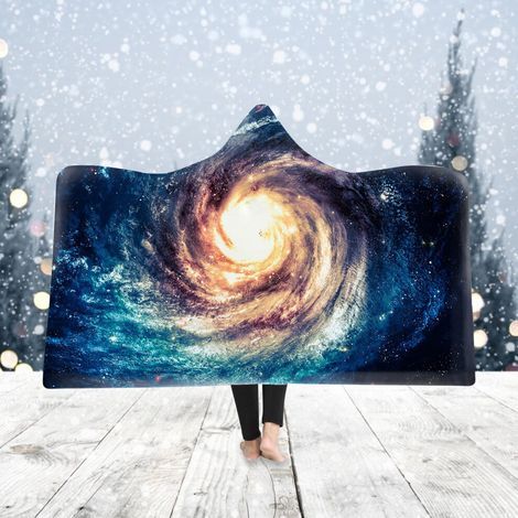 Couverture chaude et épaisse à capuche Capino Winter Starry Sky, idéale pour les canapés, les lits et autres éléments de décoration intérieure, toute l'année. (1/2)