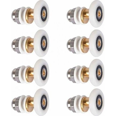 8 pezzi Rullo per porta doccia, rulli per porta scorrevole, pulegge per porta cabina doccia, ruota di ricambio per rullo con diametro ruota 25 mm
