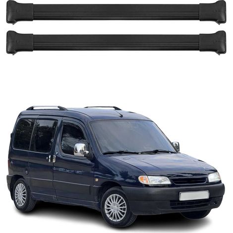 OMAC Barres de toit en aluminium pour Citroën Berlingo mk1 1996-2010 – TÜV / DIN 75302:2019 – Charge max 75 kg – 2 barres Noir (1/4)