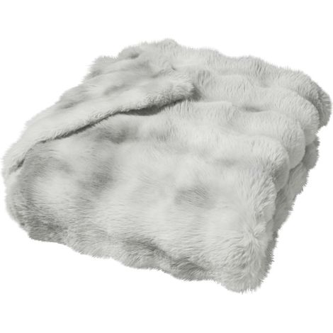 Plaid effet peluche et polaire 180 x 220 cm Mountain gris
