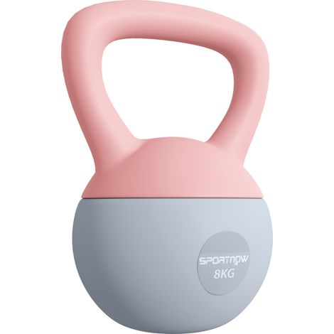 8KG Soft Kettlebell-Kettlebell with Non-Slip Handle for Home Gym-Weight Lifting-Strength Training-Pink/Grey (1/5)