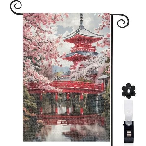 Drapeau de jardin vertical décoration pour maison de campagne toile durable double face 30 x 45 cm pour entrée maison (1/5)