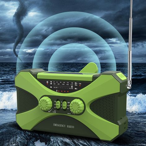 Radio portatile di emergenza Toivize AM/FM/NOAA – Ricarica a manovella/solare/USB – Batteria da 10000 mAh – Torcia a LED + SOS – Caricabatterie per cellulare – Ideale per l'uso all'aperto e in caso di (1/5)