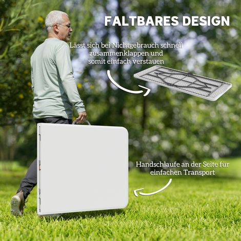 Table pliante camping métal plastique blanc 180x80cm pour pique-nique extérieur