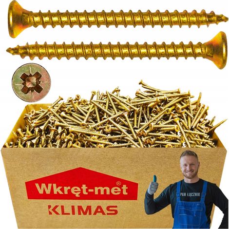 Vis Bois Trempées Klimas, 6 x 100 mm, Tête Fraisée PZ2, Zinguées, Boîte 100 Pièces