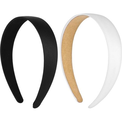 Set di 2 fasce per capelli antiscivolo in raso bianco e nero (1/5)