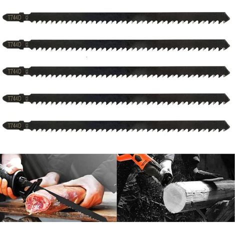 SABIR 5pcs Lames de Scie Sauteuse T744D Professionnelles de 180 mm pour Scier le Bois et le Métal Accessoire de Scie Sauteuse Compatible avec Bosch, Metabo etc (1/5)