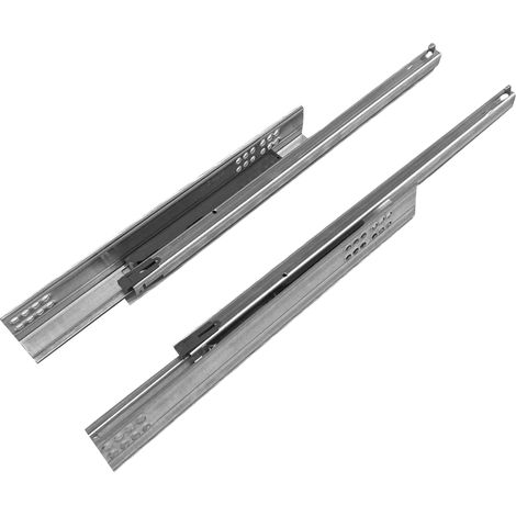 Paire de Coulisses Invisibles Amorties Extraction Partielle Pour Tiroir en Bois Avec Fermeture Amortie - Longeur- Longeur 350 mm. (1/2)