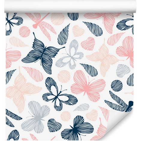 Papel pintado de mariposas de colores para salón y dormitorio, 50x1000 cm. (1/5)