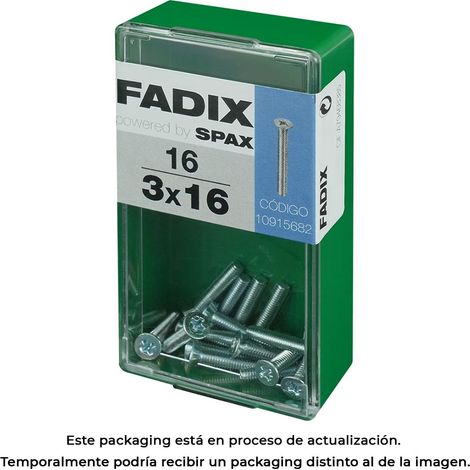 Caja de 16 unidades de tornillo métrico con cabeza plana M 3x16mm Fadix (1/3)