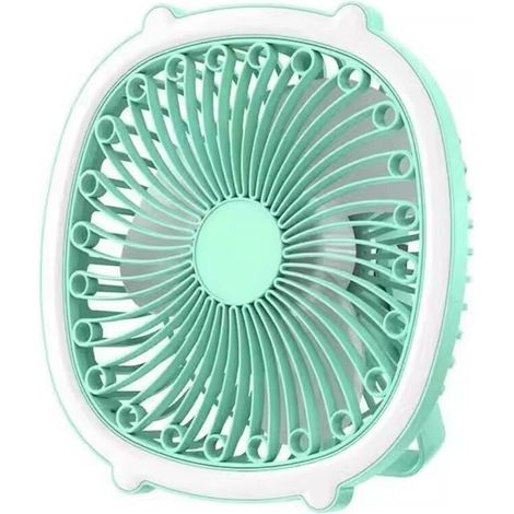 [Lumière et ombre fraîches] Mini ventilateur LED vert menthe portable et enfichable ▏Autonomie de la batterie silencieuse · Veilleuse d'ambiance · Été frais