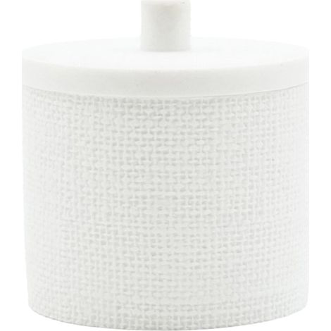 Pot à Cotons Effet Tissé "Spa" 10cm Blanc